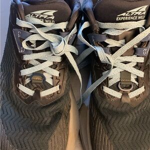 Altra Black Trail Running Shoes with Light Blue Laces